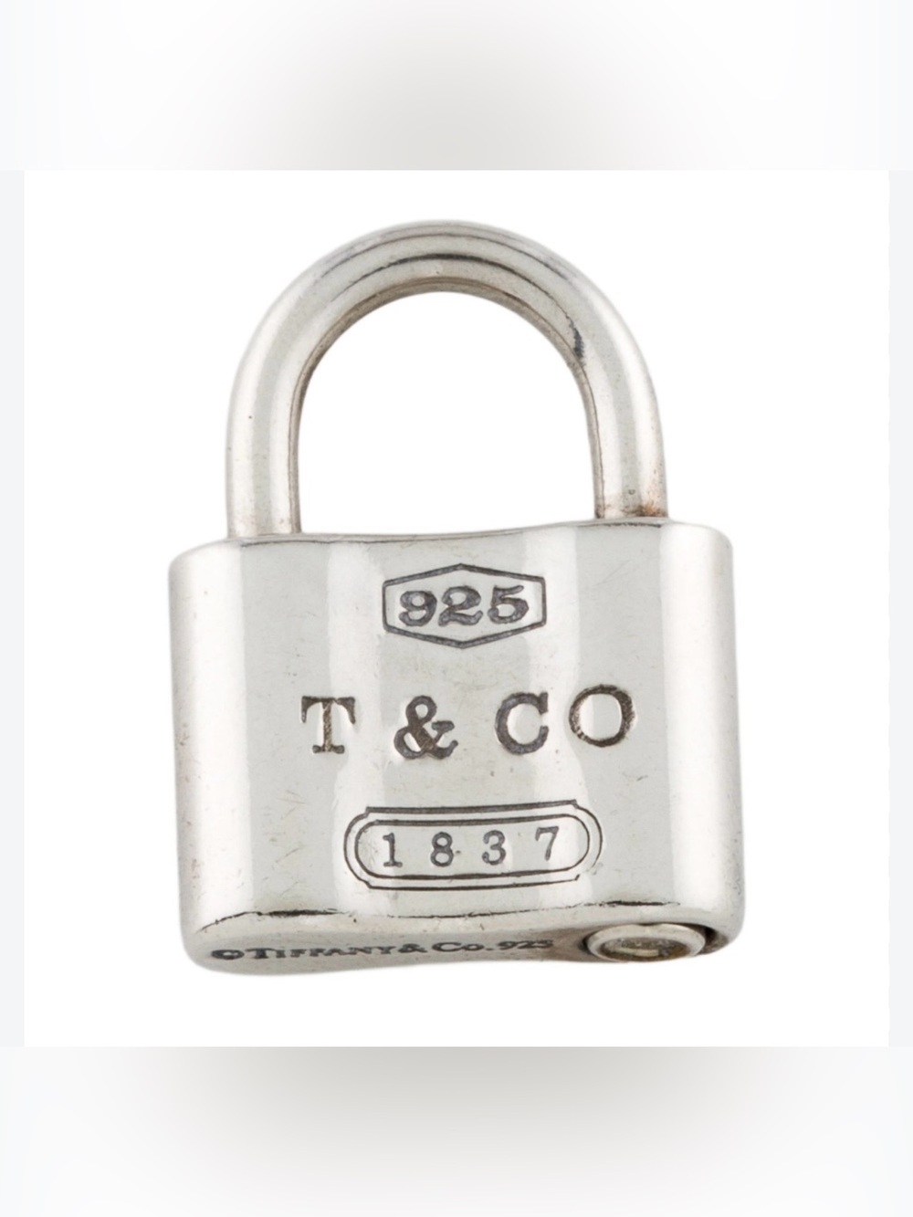 Tiffany & Co. Silver 1837 Padlock/Lock Charm Pendant, 15.5” Necklace & Pouch - Picture 7 of 9
